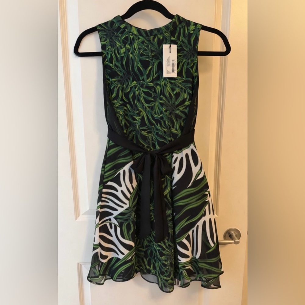 Proenza Schouler Resort 2014 Airbrush Monstera Printed Chiffon Dress Size 4 NWT - Picture 3 of 8